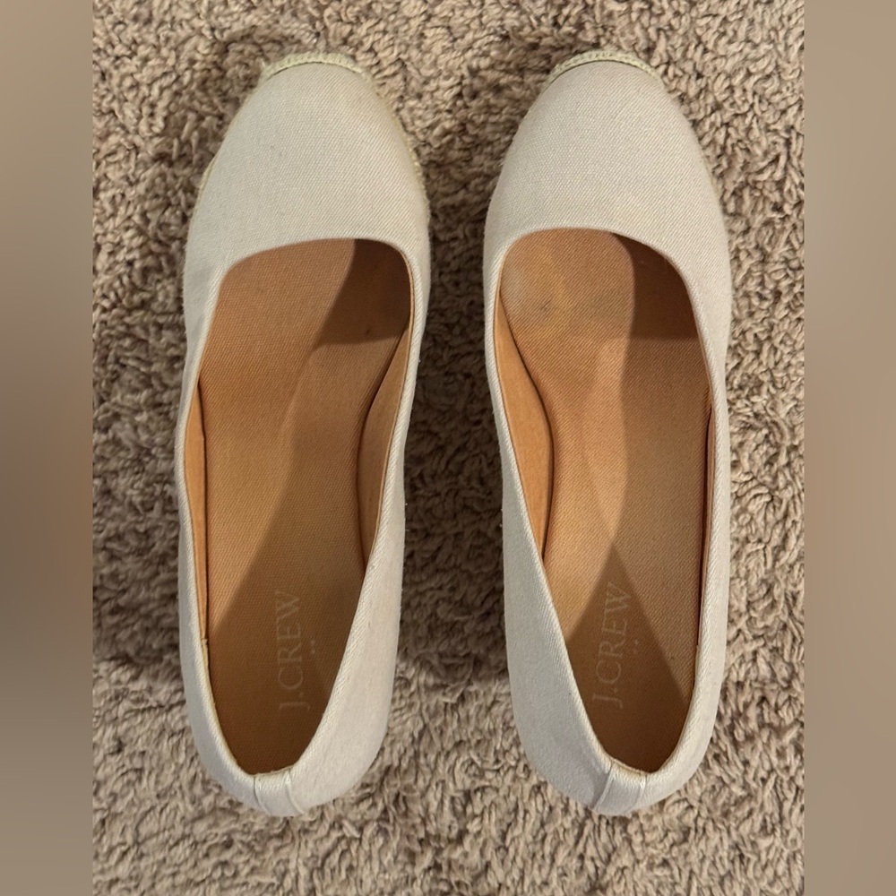 J Crew Women's Cream Rattan Wedges